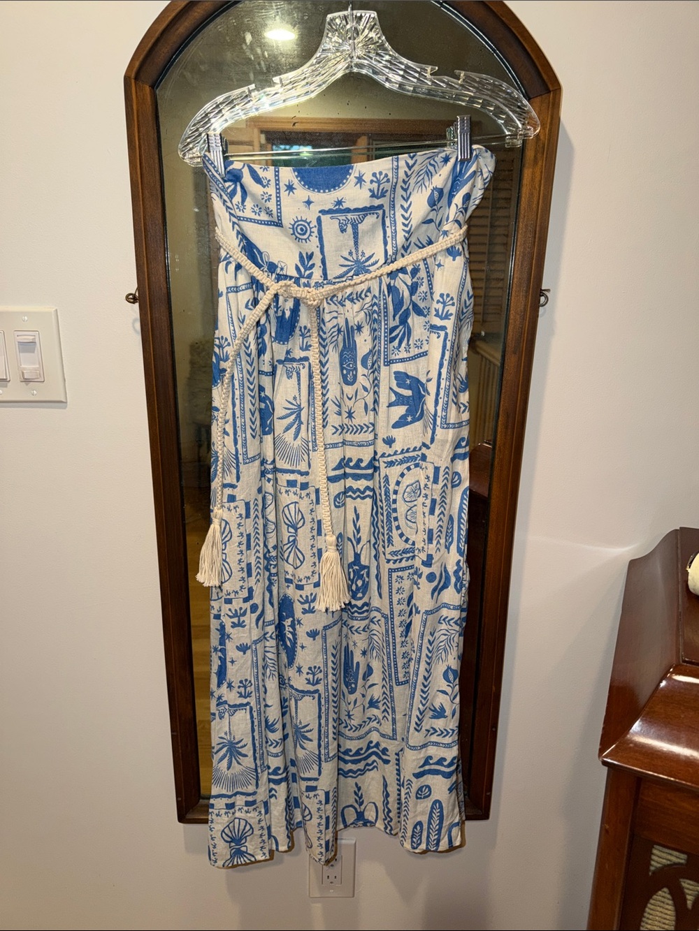 Calypso St. Barth Mystical Print Full Maxi Skirt with Rope Belt NWT M